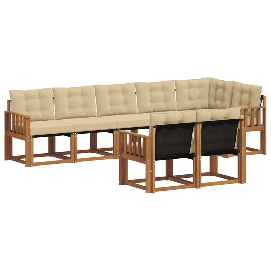 Ensemble de canapés d'extérieur 8 pcs Naturel et Beige - 2