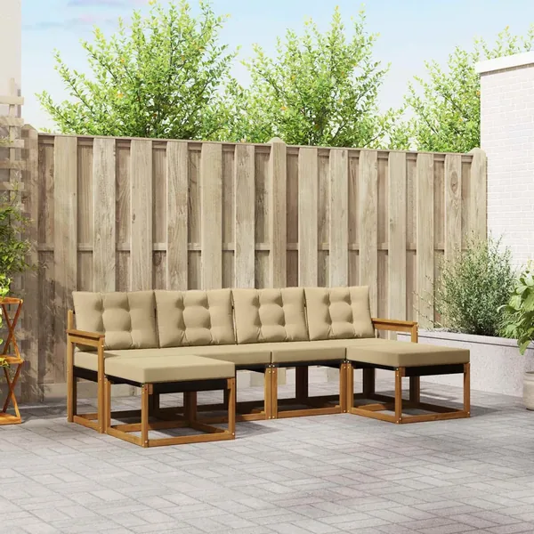 Ensemble de canapés d'extérieur 6 pcs Naturel et Beige