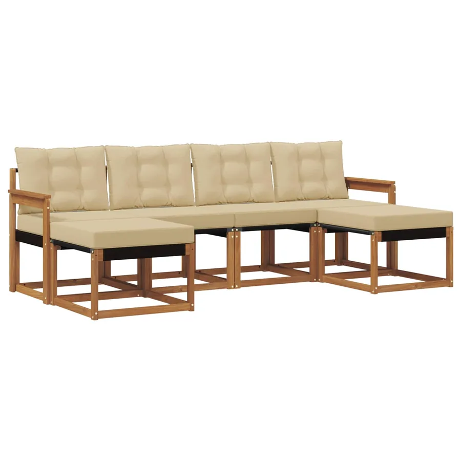 Ensemble de canapés d'extérieur 6 pcs Naturel et Beige - 2