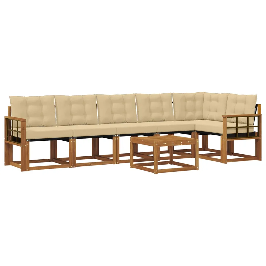 Ensemble de canapés d'extérieur 7 pcs Naturel et Beige - 2