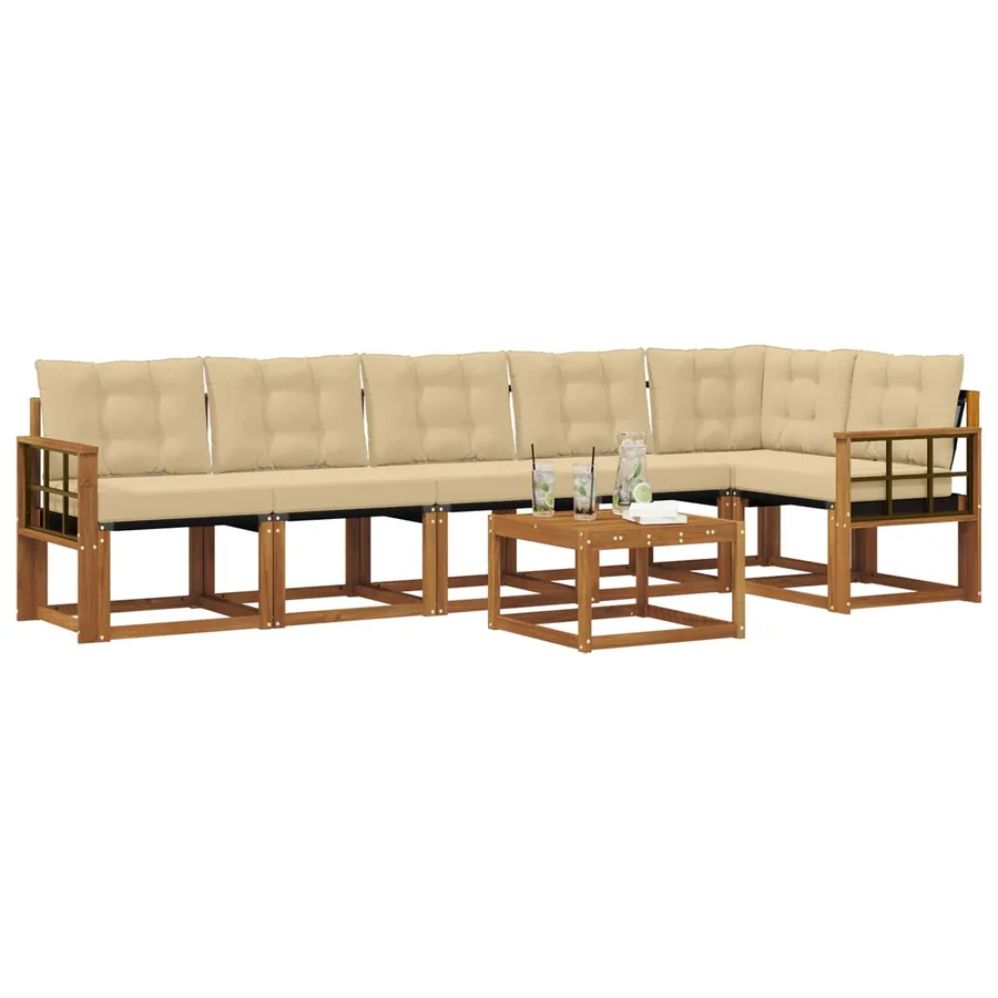 Ensemble de canapés d'extérieur 7 pcs Naturel et Beige - 3