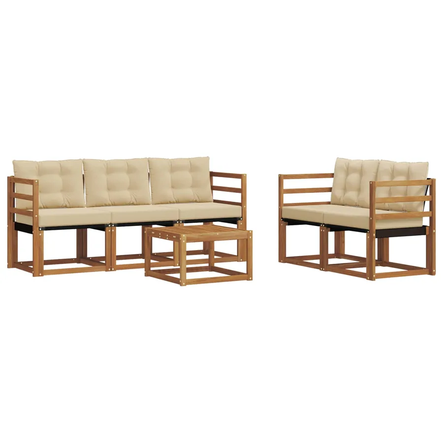 Ensemble de canapés d'extérieur 6 pcs Naturel et Beige - 2