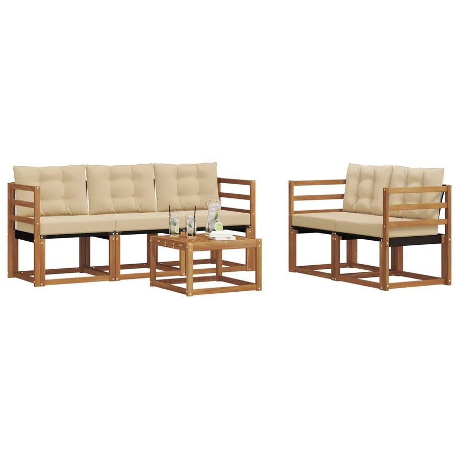 Ensemble de canapés d'extérieur 6 pcs Naturel et Beige - 3