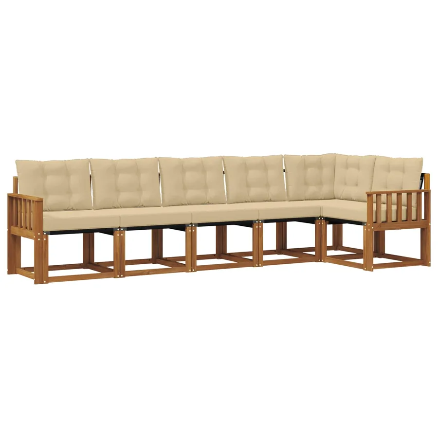 Ensemble de canapés d'extérieur 6 pcs Naturel et Beige - 2