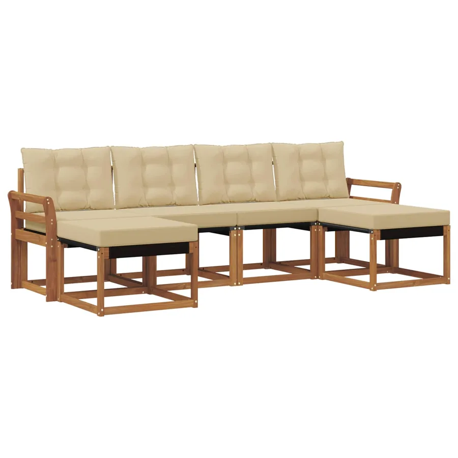 Ensemble de canapés d'extérieur 6 pcs Naturel et Beige - 2