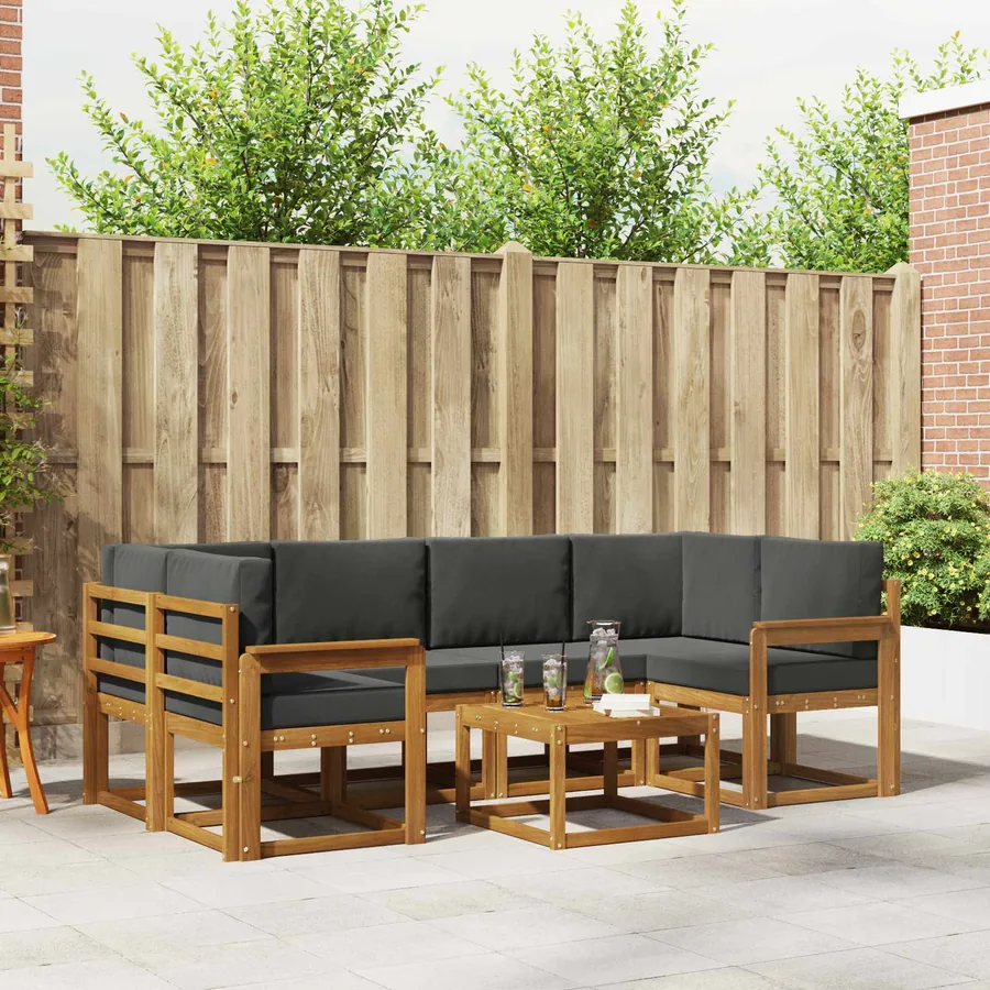 Ensemble de canapés d'extérieur 7 pcs Naturel et Anthracite
