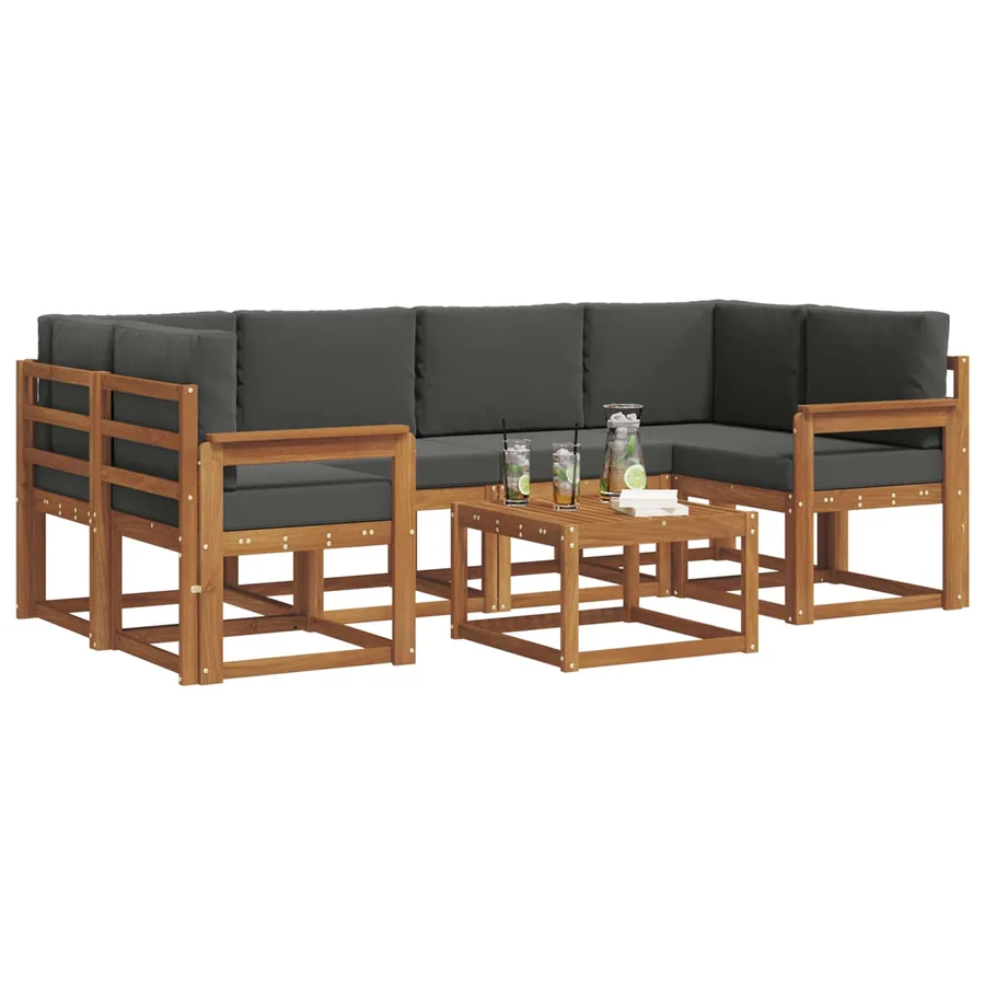 Ensemble de canapés d'extérieur 7 pcs Naturel et Anthracite - 3