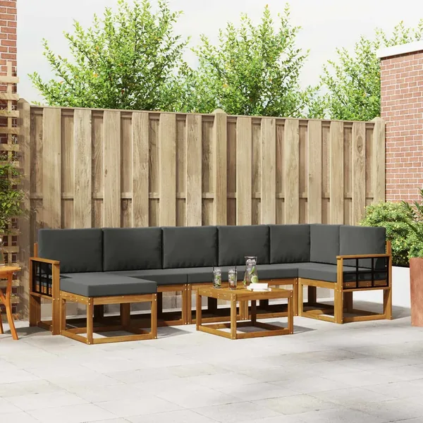 Ensemble de canapés d'extérieur 8 pcs Naturel et Anthracite