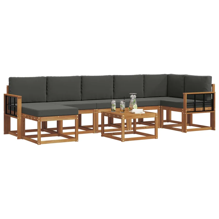 Ensemble de canapés d'extérieur 8 pcs Naturel et Anthracite - 3