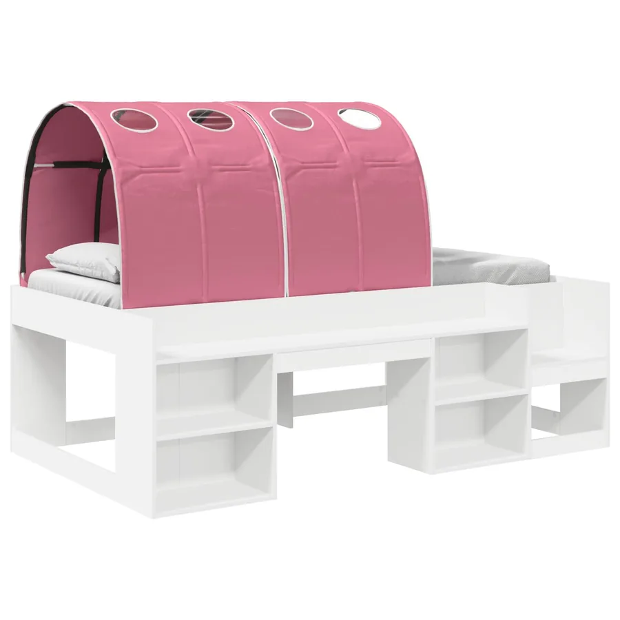 Cadre de lit avec tunnel 3 pc Blanc et rose Bois d'ingénierie - 2