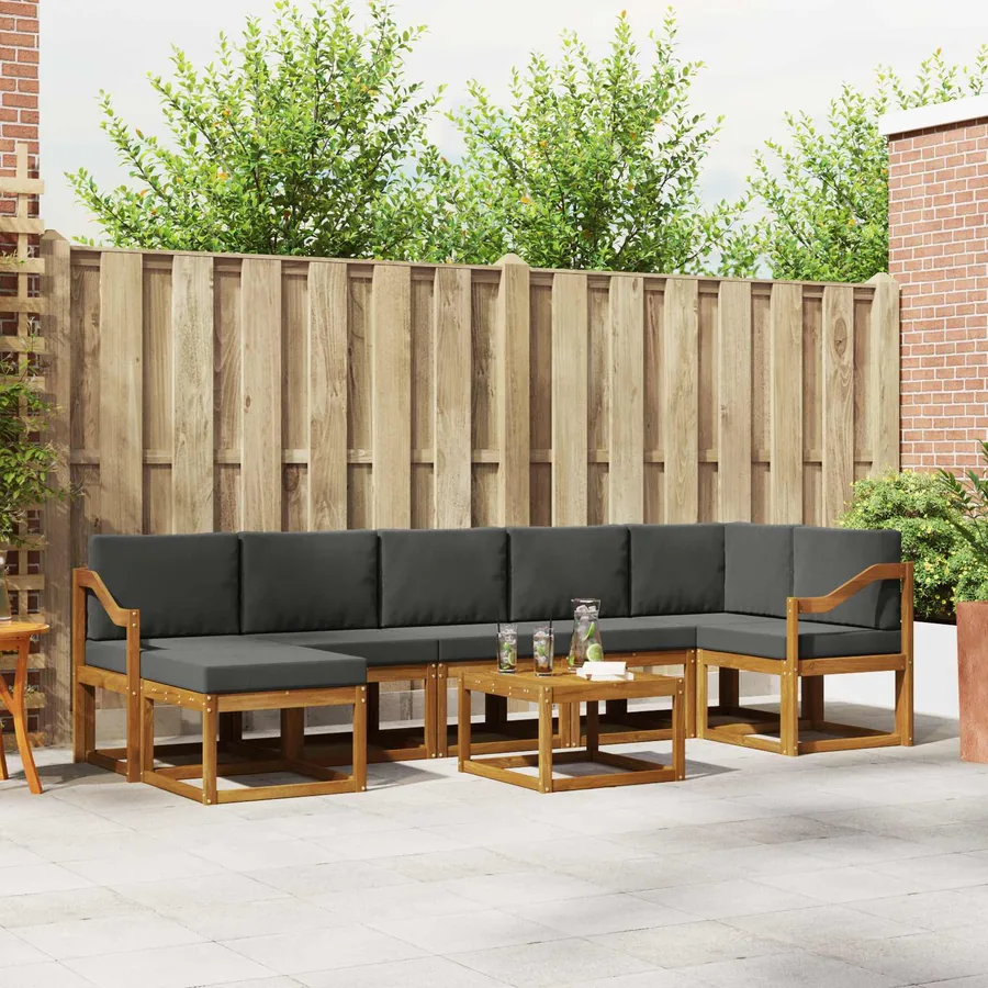 Ensemble de canapés d'extérieur 8 pcs Naturel et Anthracite