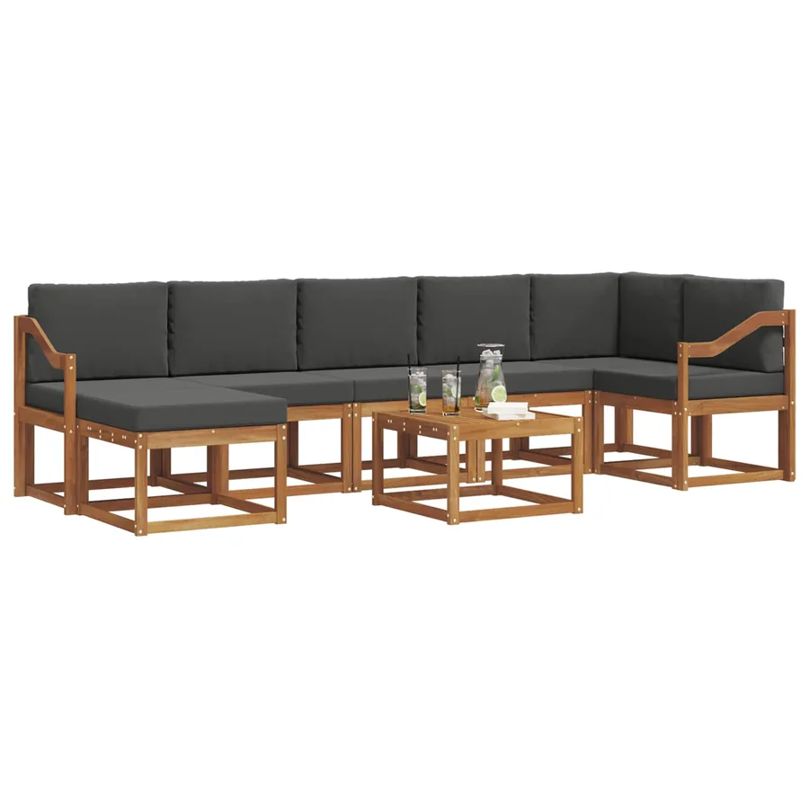 Ensemble de canapés d'extérieur 8 pcs Naturel et Anthracite - 3