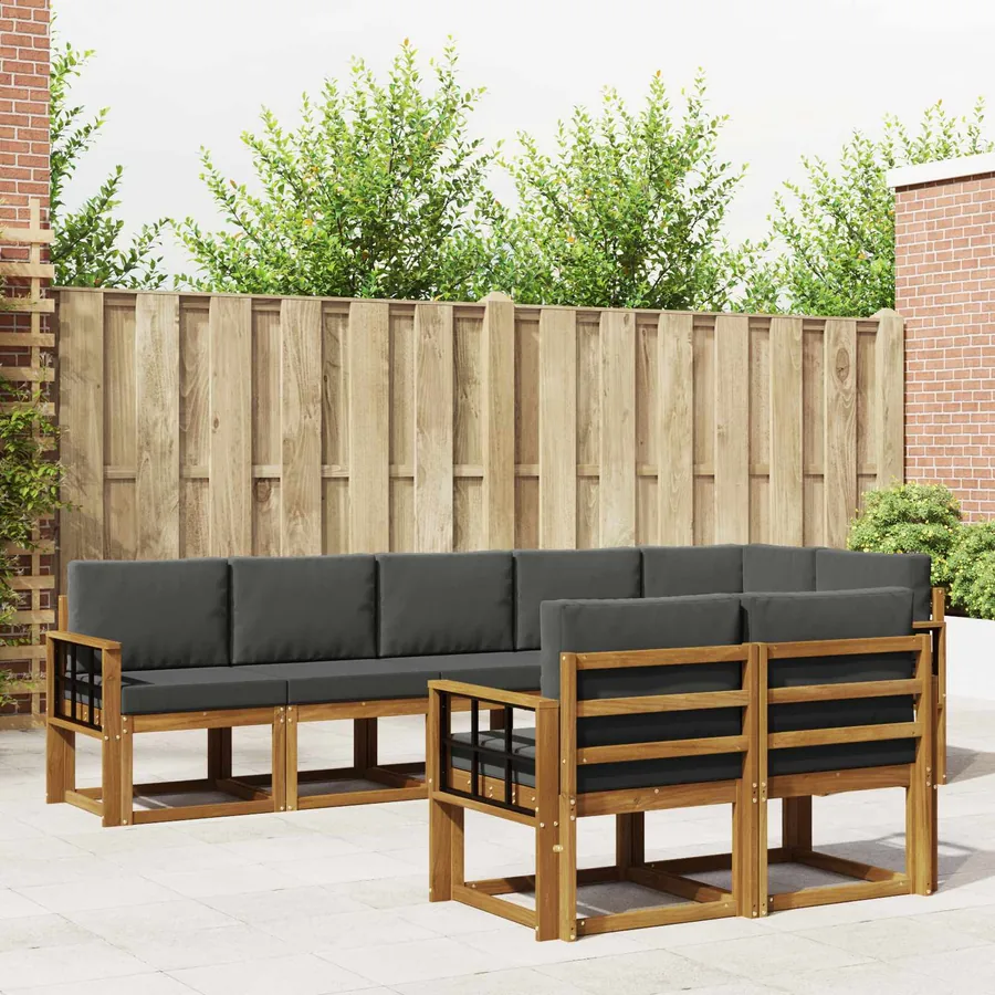 Ensemble de canapés d'extérieur 8 pcs Naturel et Anthracite