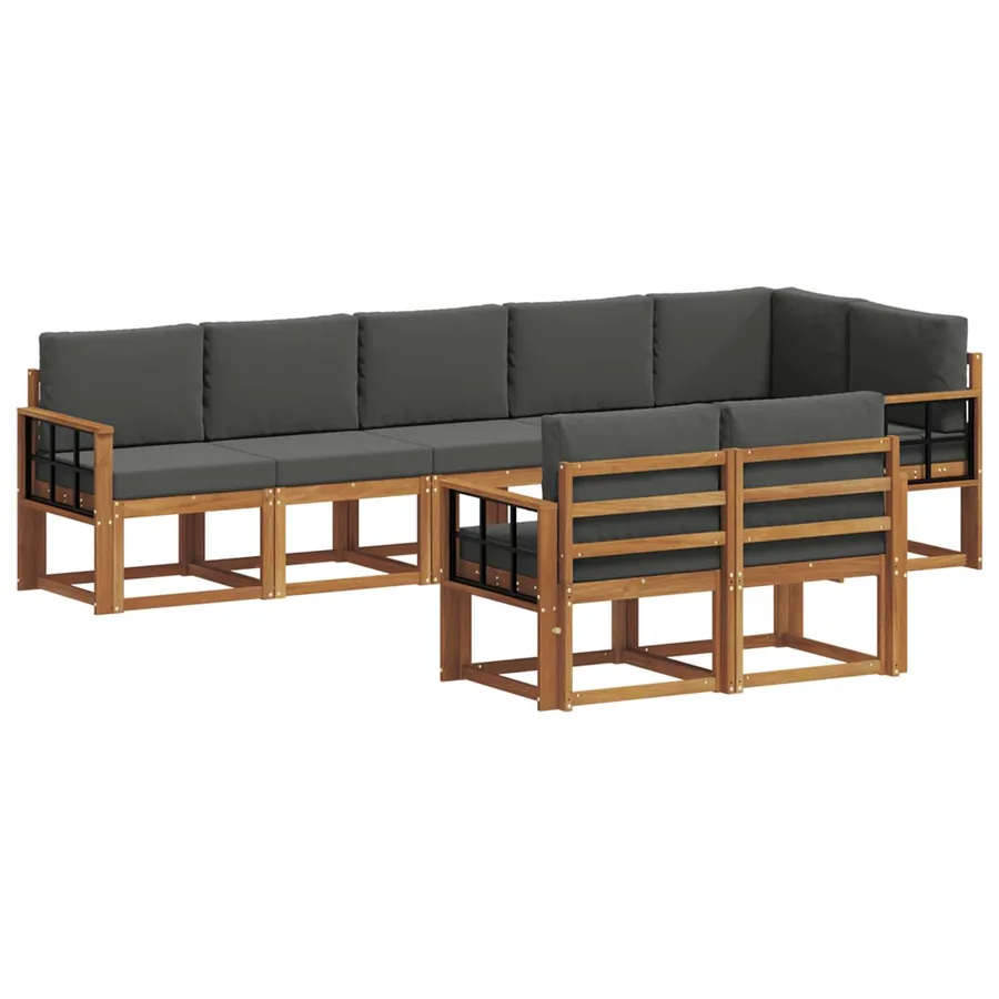 Ensemble de canapés d'extérieur 8 pcs Naturel et Anthracite - 2