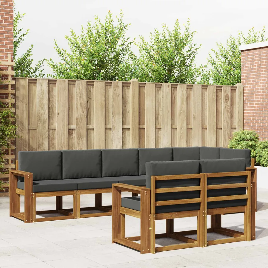 Ensemble de canapés d'extérieur 8 pcs Naturel et Anthracite
