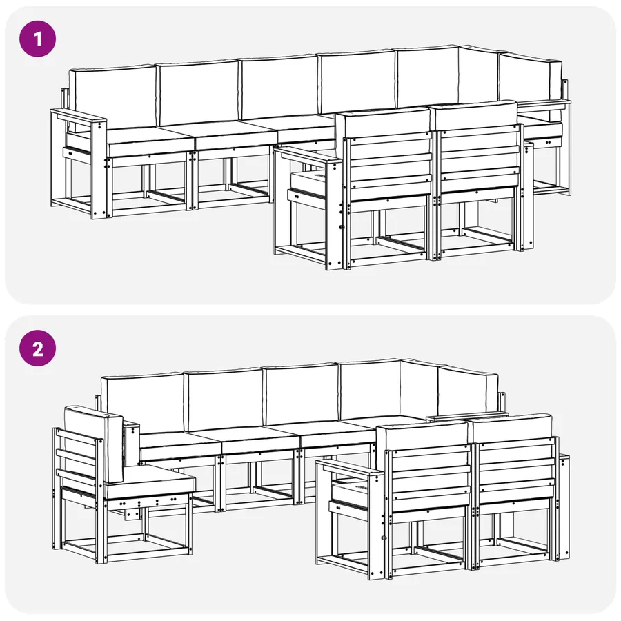 Ensemble de canapés d'extérieur 8 pcs Naturel et Anthracite - 7