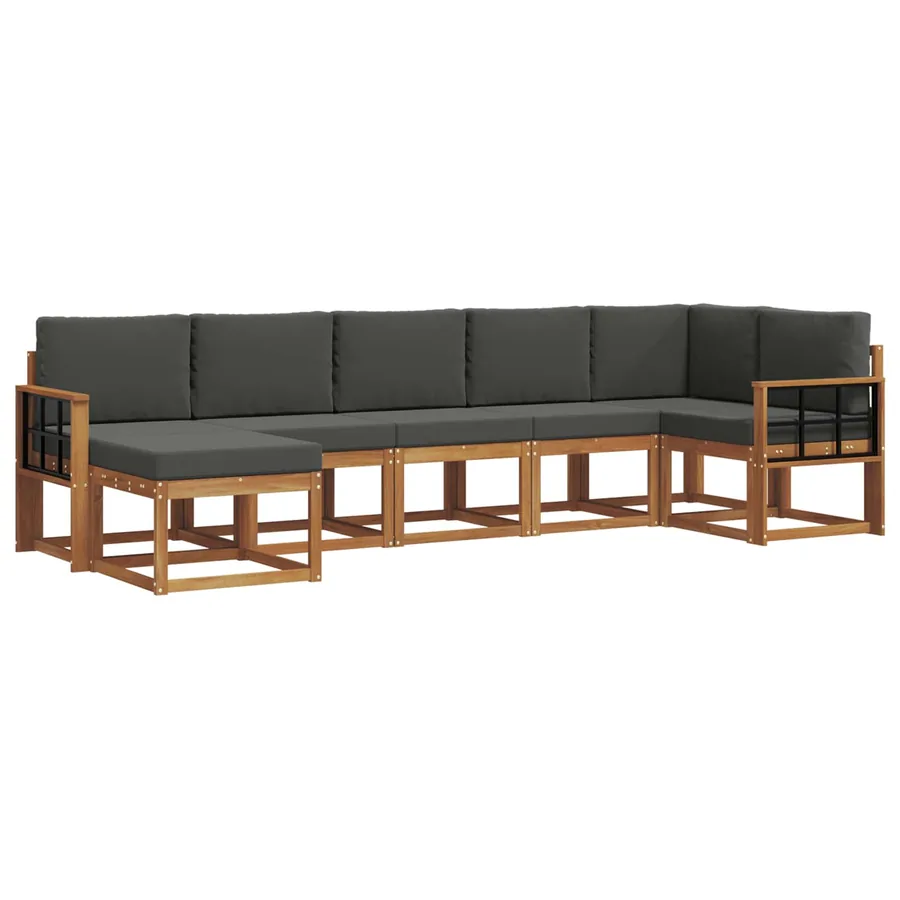 Ensemble de canapés d'extérieur 7 pcs Naturel et Anthracite - 2