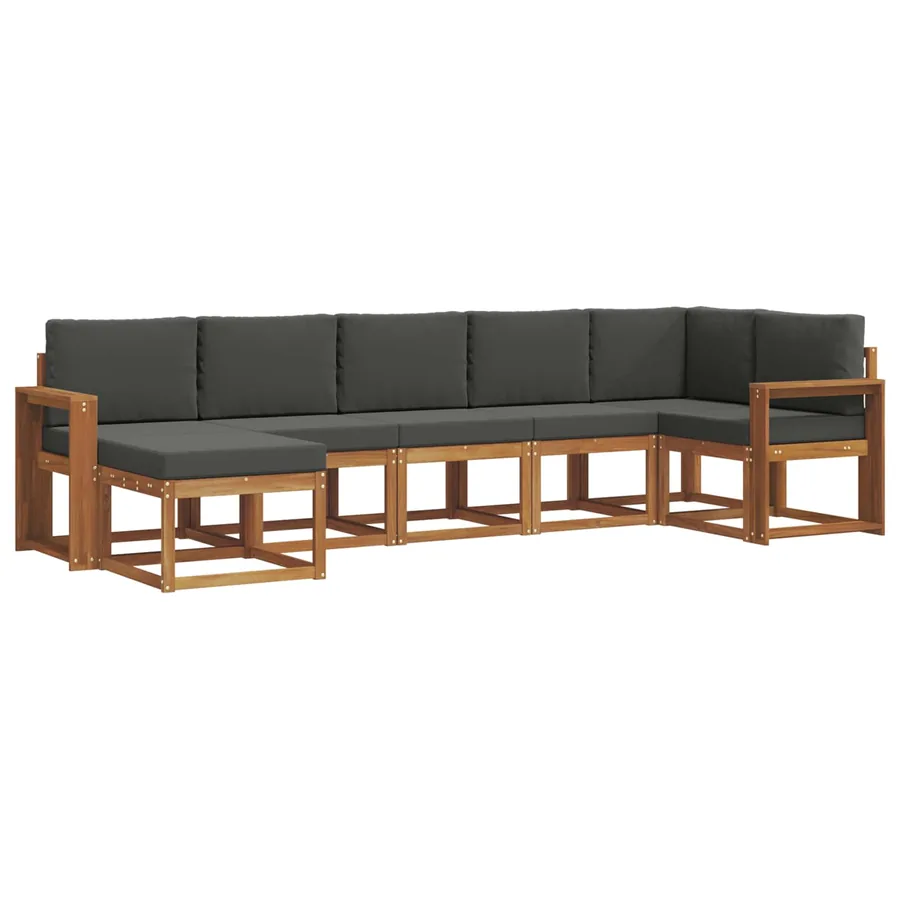 Ensemble de canapés d'extérieur 7 pcs Naturel et Anthracite - 2