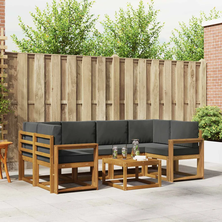 Ensemble de canapés d'extérieur 7 pcs Naturel et Anthracite