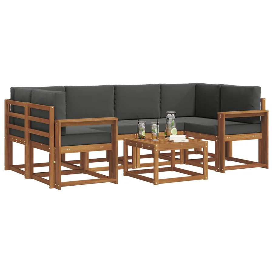 Ensemble de canapés d'extérieur 7 pcs Naturel et Anthracite - 3
