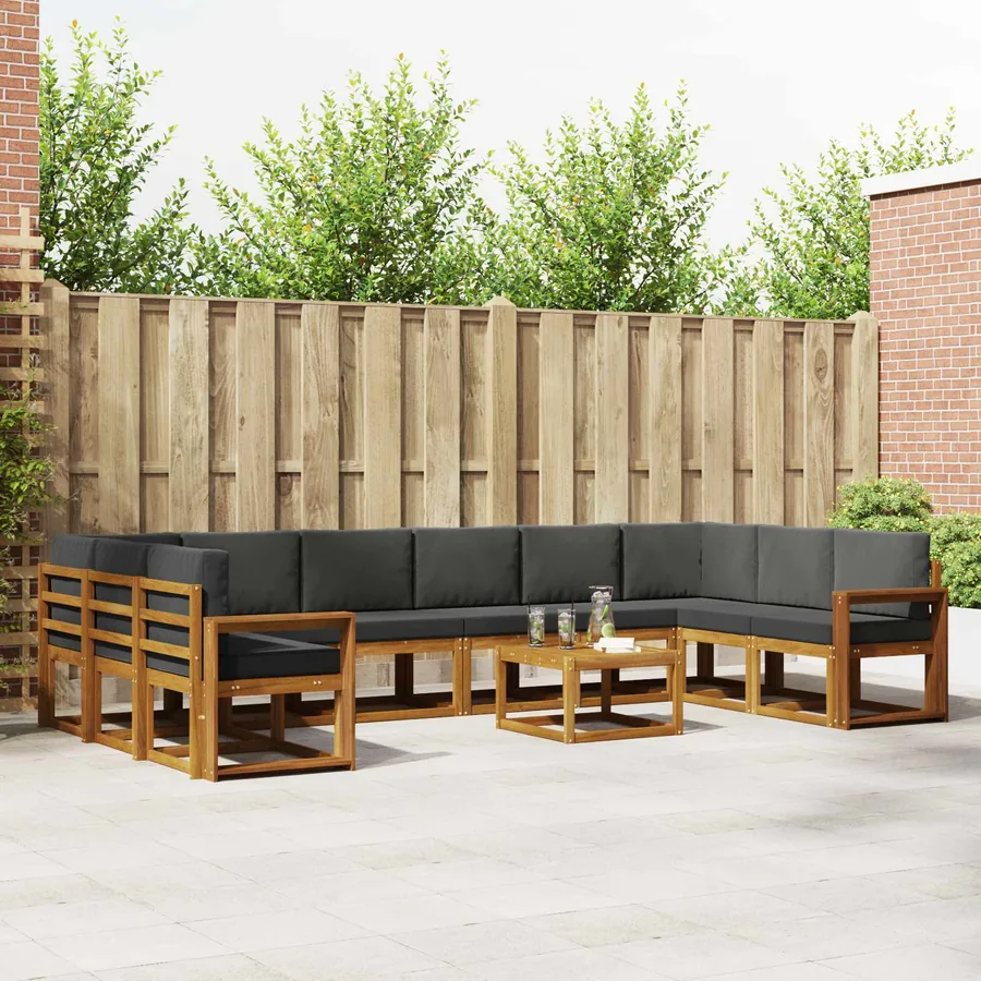 Ensemble de canapés d'extérieur 11 pcs Naturel et Anthracite