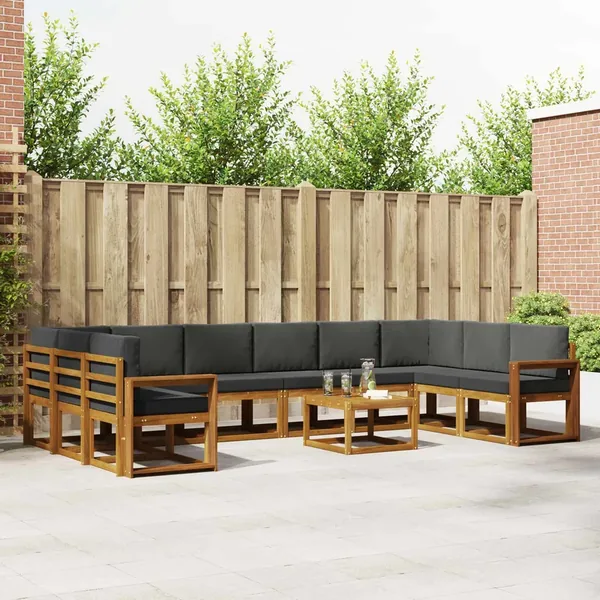 Ensemble de canapés d'extérieur 11 pcs Naturel et Anthracite