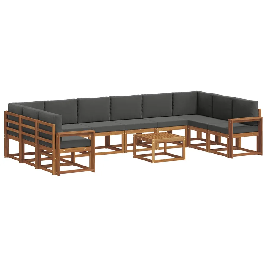 Ensemble de canapés d'extérieur 11 pcs Naturel et Anthracite - 2