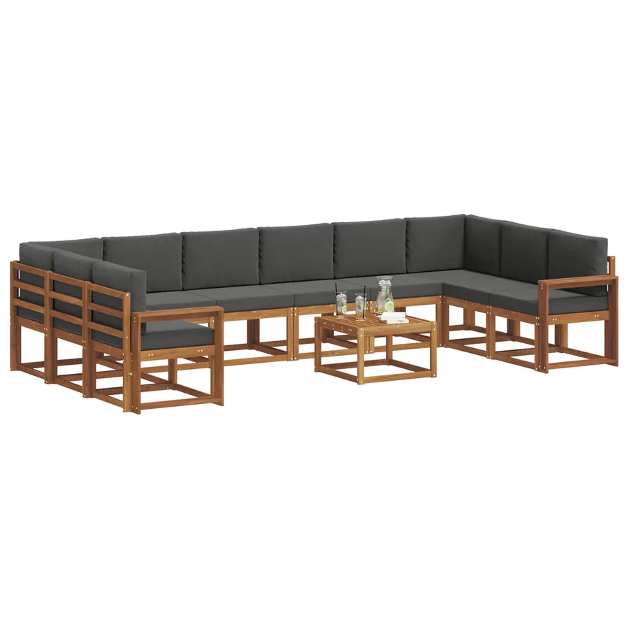 Ensemble de canapés d'extérieur 11 pcs Naturel et Anthracite - 3