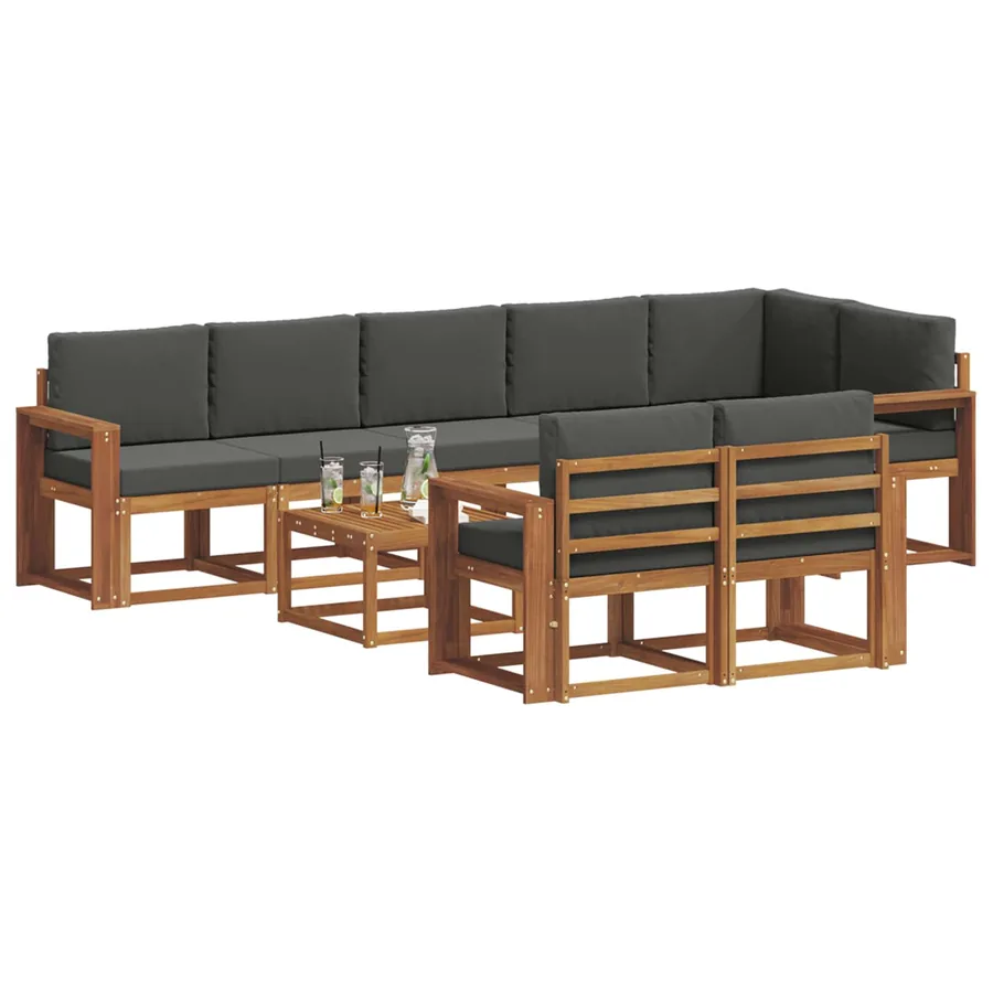 Ensemble de canapés d'extérieur 9 pcs Naturel et Anthracite - 3