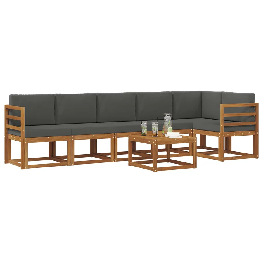 Ensemble de canapés d'extérieur 7 pcs Naturel et Anthracite - 3