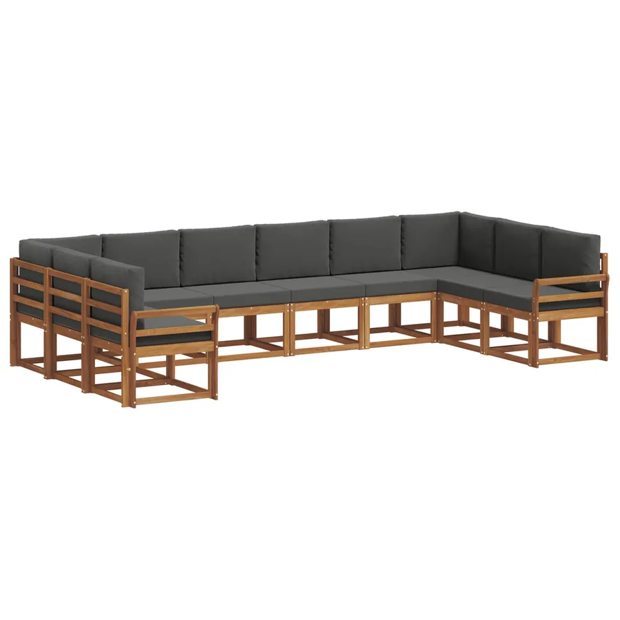 Ensemble de canapés d'extérieur 10 pcs Naturel et Anthracite - 2