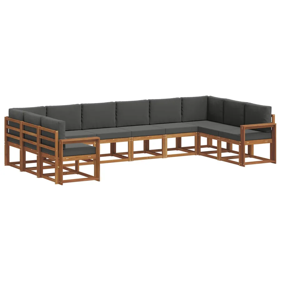 Ensemble de canapés d'extérieur 10 pcs Naturel et Anthracite - 2