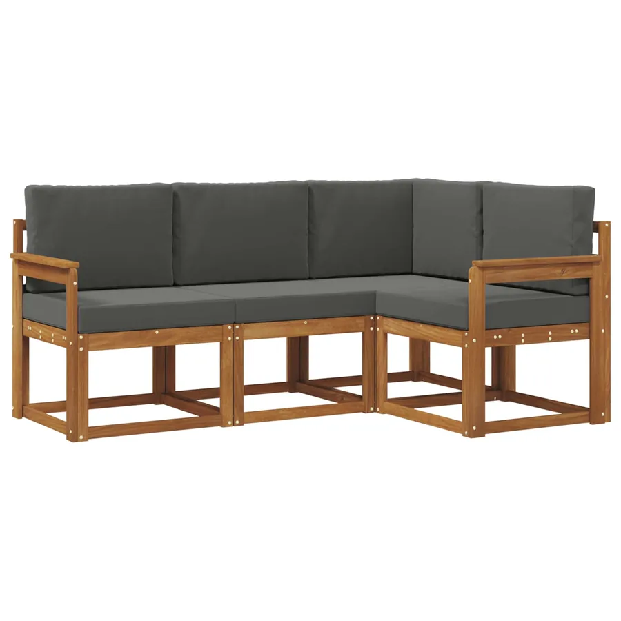 Ensemble de canapés d'extérieur 4 pcs Naturel et Anthracite - 2