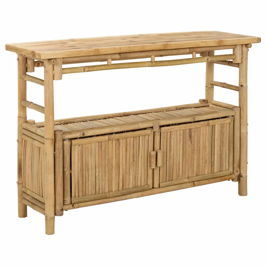 Table console avec étagère Naturel 110 x 35 x 75 cm Bambou - 2