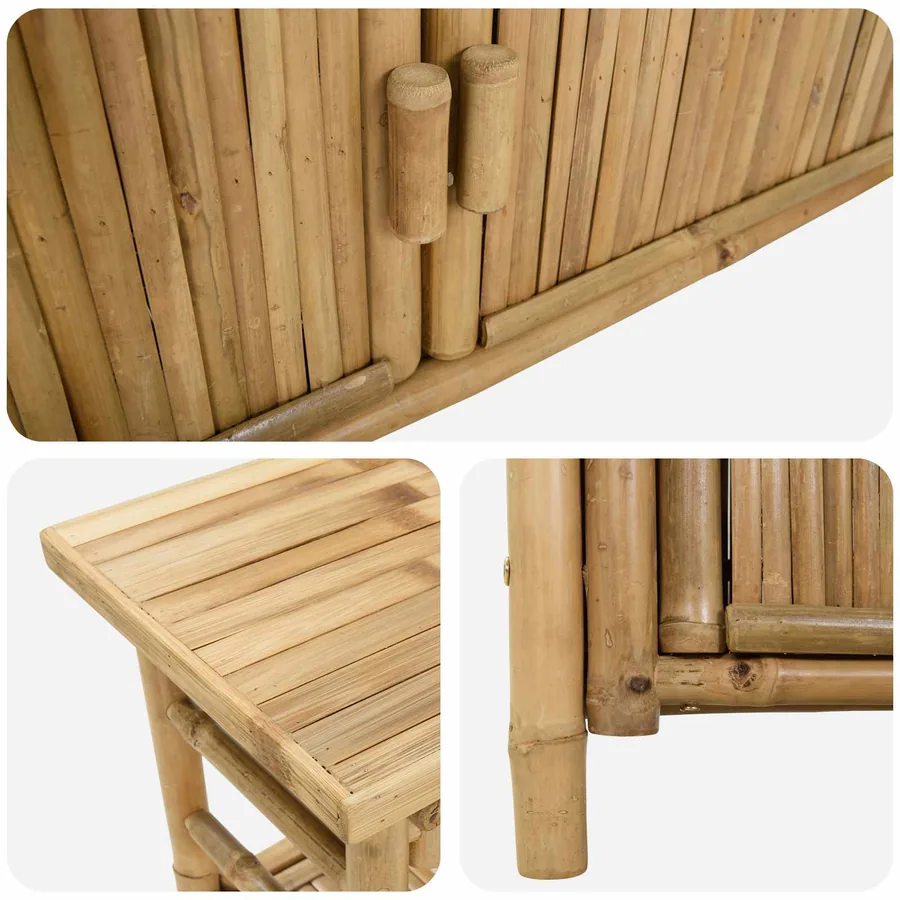 Table console avec étagère Naturel 110 x 35 x 75 cm Bambou - 7