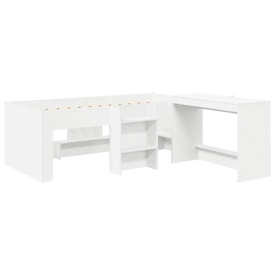 Lit haut pour enfants avec bureau 2 pc Blanc Bois d'ingénierie - 3
