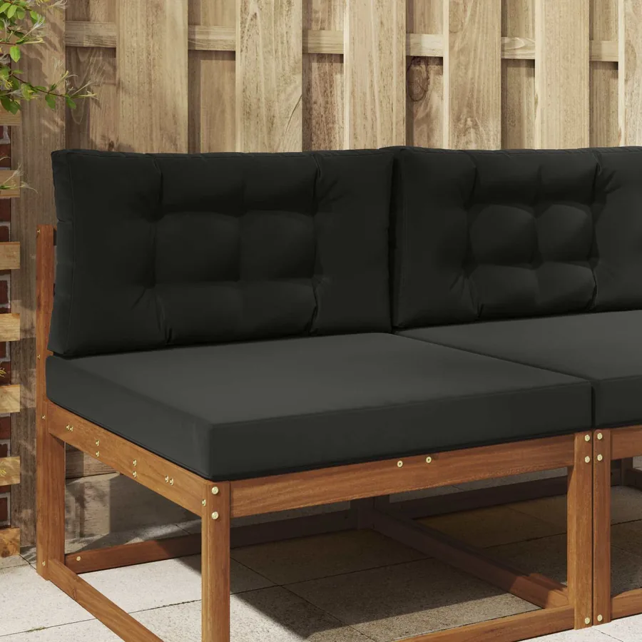 Coussin de canapé d'extérieur 2 pcs Noir Polyester