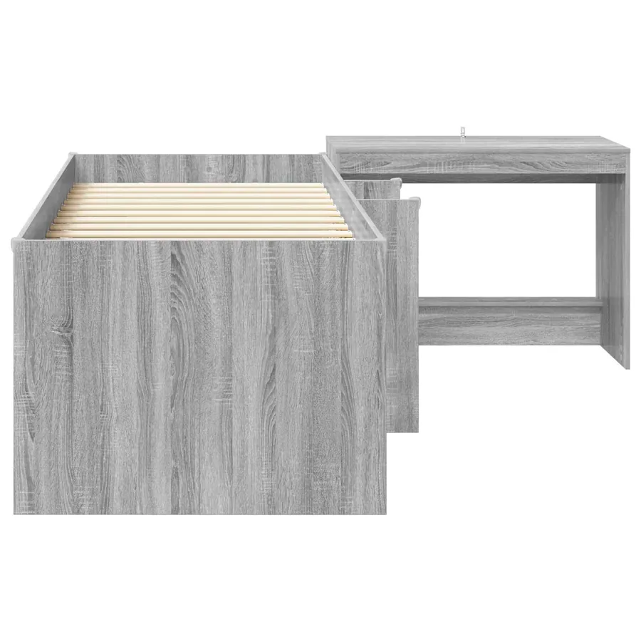 Lit haut pour enfants avec bureau 2 pc Sonoma gris - 4