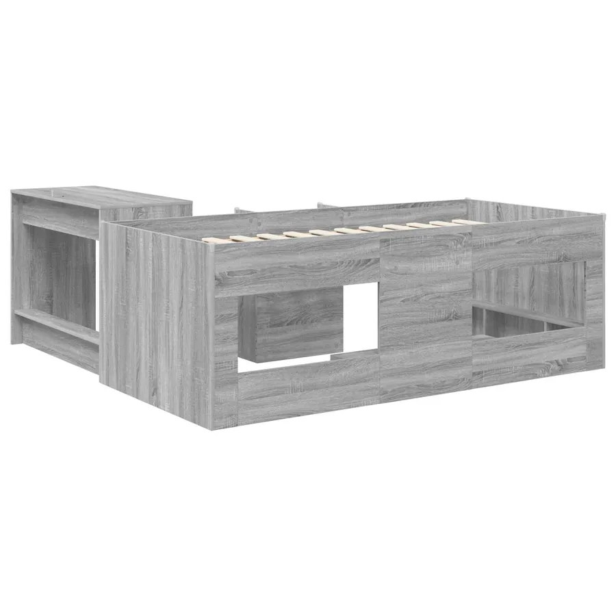 Lit haut pour enfants avec bureau 2 pc Sonoma gris - 5