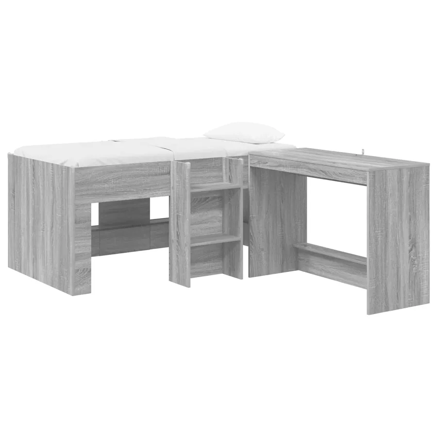 Lit haut pour enfants avec bureau 2 pc Sonoma gris - 2