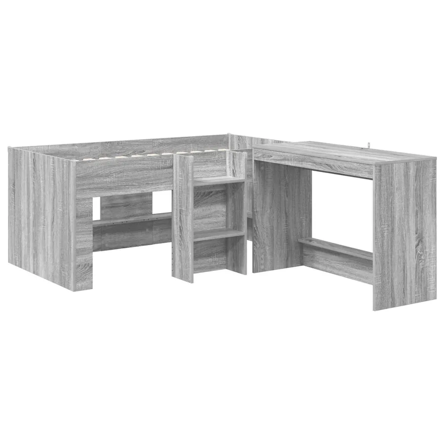 Lit haut pour enfants avec bureau 2 pc Sonoma gris - 3