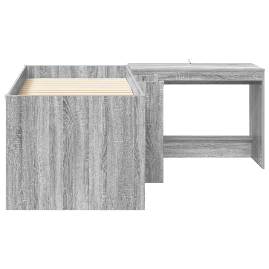 Lit haut pour enfants avec bureau 2 pc Sonoma gris - 4