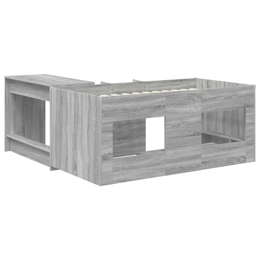 Lit haut pour enfants avec bureau 2 pc Sonoma gris - 5
