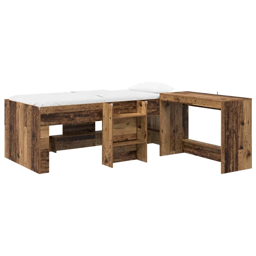 Lit haut pour enfants avec bureau 2 pc Bois ancien - 2