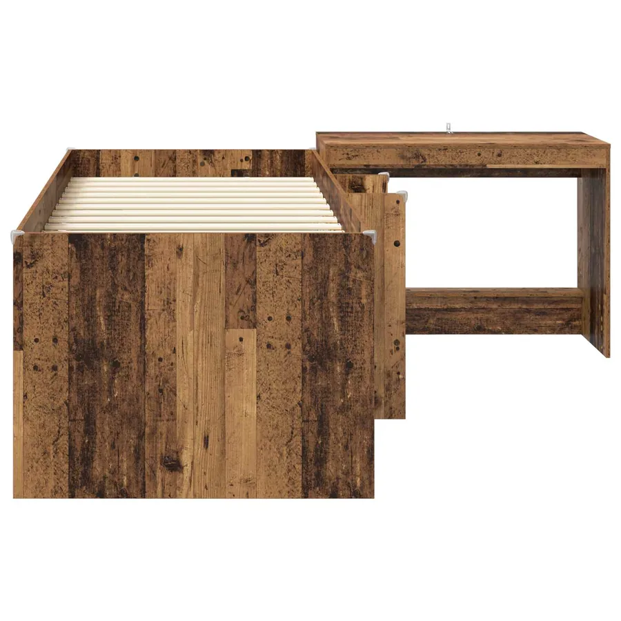 Lit haut pour enfants avec bureau 2 pc Bois ancien - 4