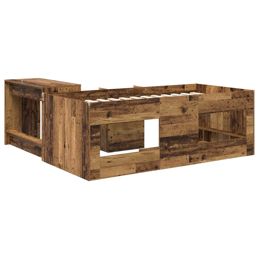 Lit haut pour enfants avec bureau 2 pc Bois ancien - 5