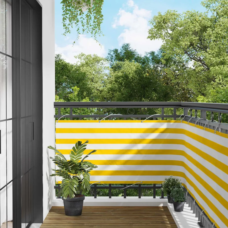 Écran de balcon Jaune et blanc 75 x 200 cm