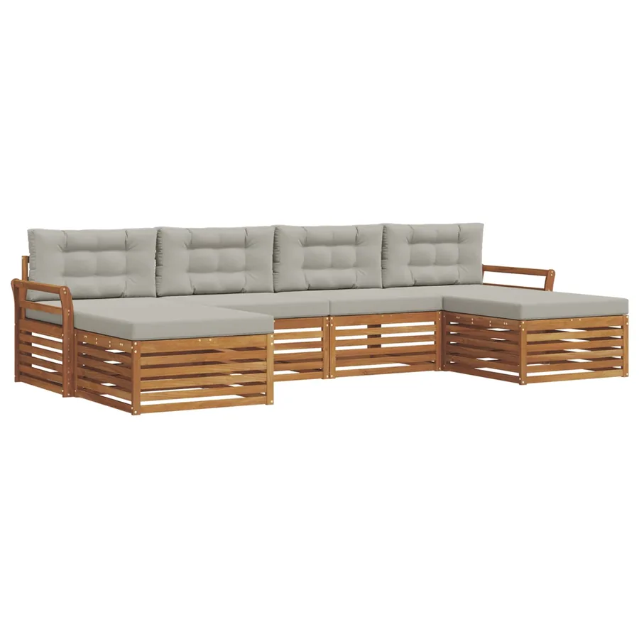 Ensembles de canapés avec coussin 6 pcs Gris Naturel et Clair - 2