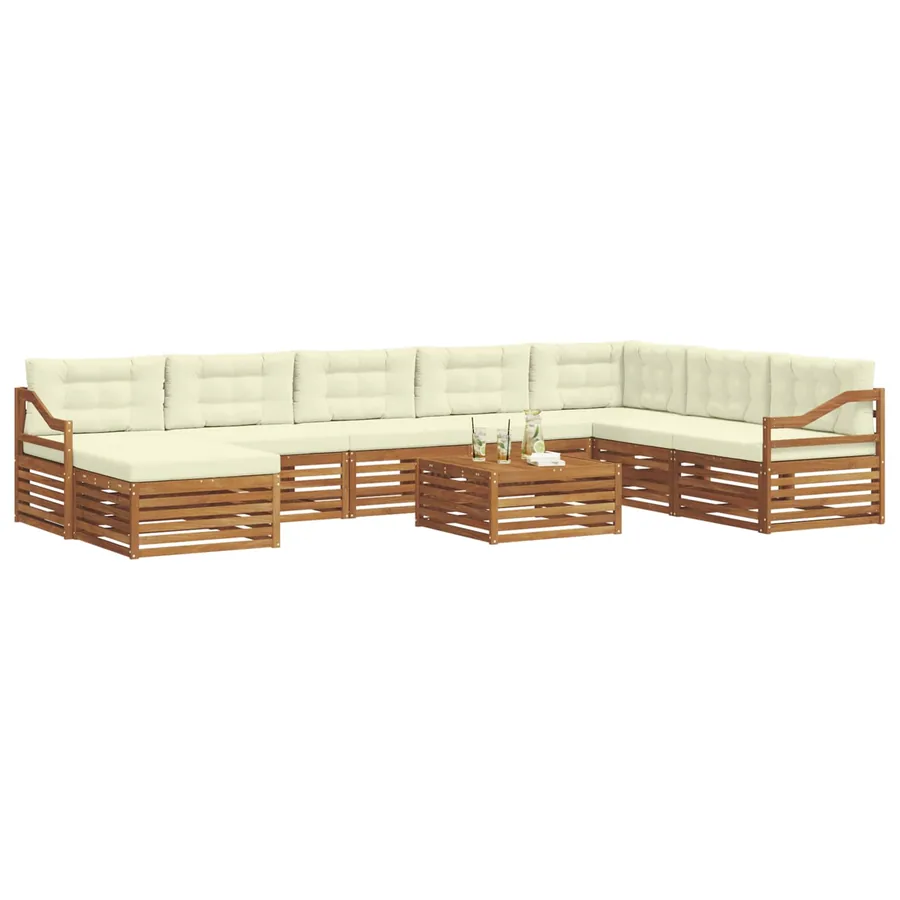 Ensemble de canapés d'extérieur 9 pcs Naturel et Crème - 3