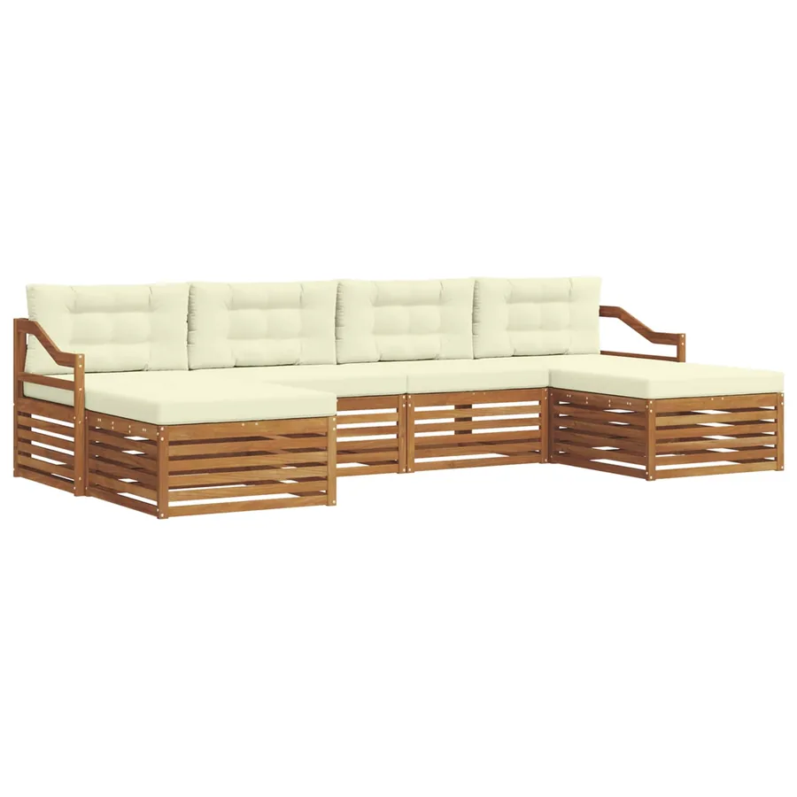 Ensembles de canapés avec coussin 6 pcs Naturel et Crème - 2